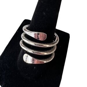 Unbranded Spiral Wrap Ring Womens Size 8 Silver Excellent Multi Band Statement
